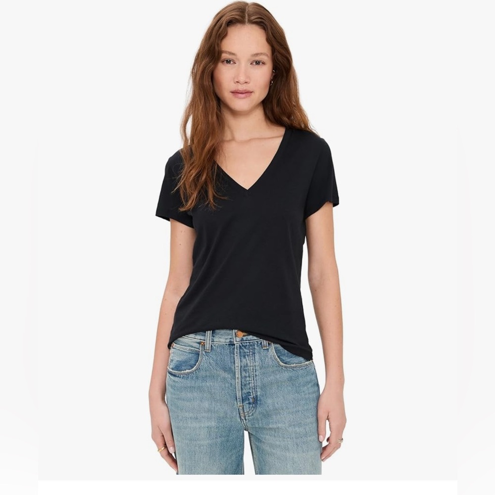 Vince Black Short Sleeve V-Neck Tee